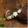 Buy cheap Sterling Silver Natural Jade Culptured Flower Gold Plated Women Bracelet(049924) from wholesalers
