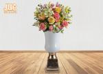 Glossy White Modern Fiberglass Planters Centerpiece Table Vases Gold Leaf