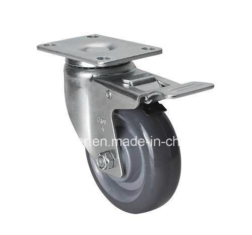 Customization Edl Medium 4" 130kg Plate Brake PU Caster 5024-75 for Caster