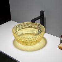 Buy cheap 395mm Length Countertop Vanity Sinks Crystal Glass Vessel OEM Modern Round product