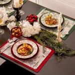Floral Red Table Mat Included 6-Piece Porcelain Dinnerware Set For Chinese Year