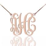 1.8ft 0.07oz Personalized Monogram Necklace Gold Plated Three Letter Necklace