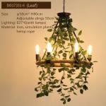 Large leaves chandelier green light fixture in foyer shopping mall bohemian