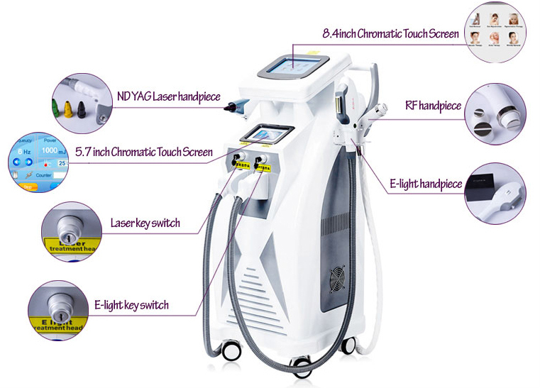 OPT SHR IPL RF Machine 4 in 1 1064nm Wavelength Bipolar RF Technology