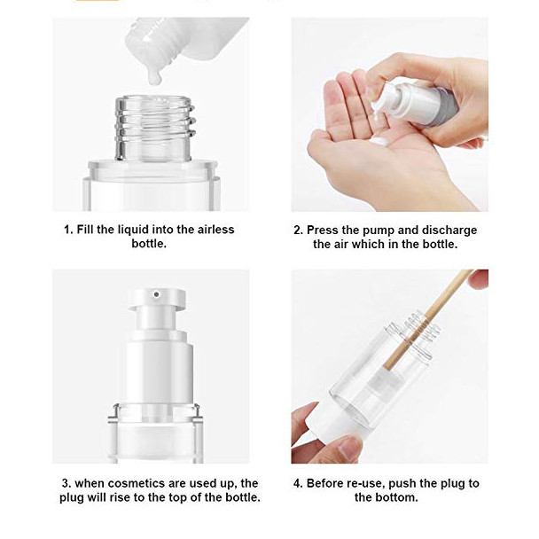 Gold Airless Pump Serum Cosmetic Bottle 15ml Travel Bottle Non Spill