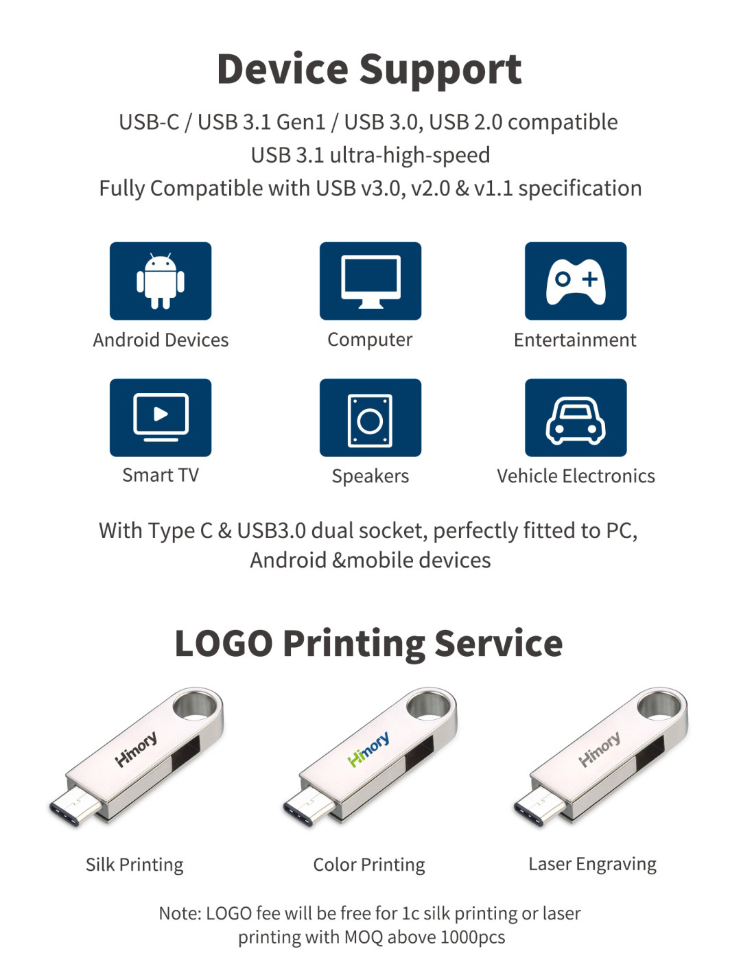 2 In 1 Otg Usb Flash Drive Type C Mini Stick 256 Gb 128gb 64gb