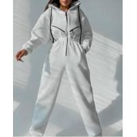 Buy cheap Custom Clothing Factory China Casual Women'S Hooded Jumpsuit With Elasticband product