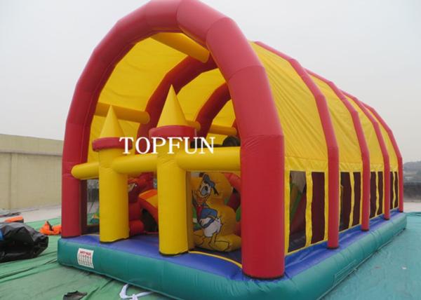 Buy cheap Red / Yellow PVC Tarpaulin Inflatable Water Jumping Castles With Roof from wholesalers