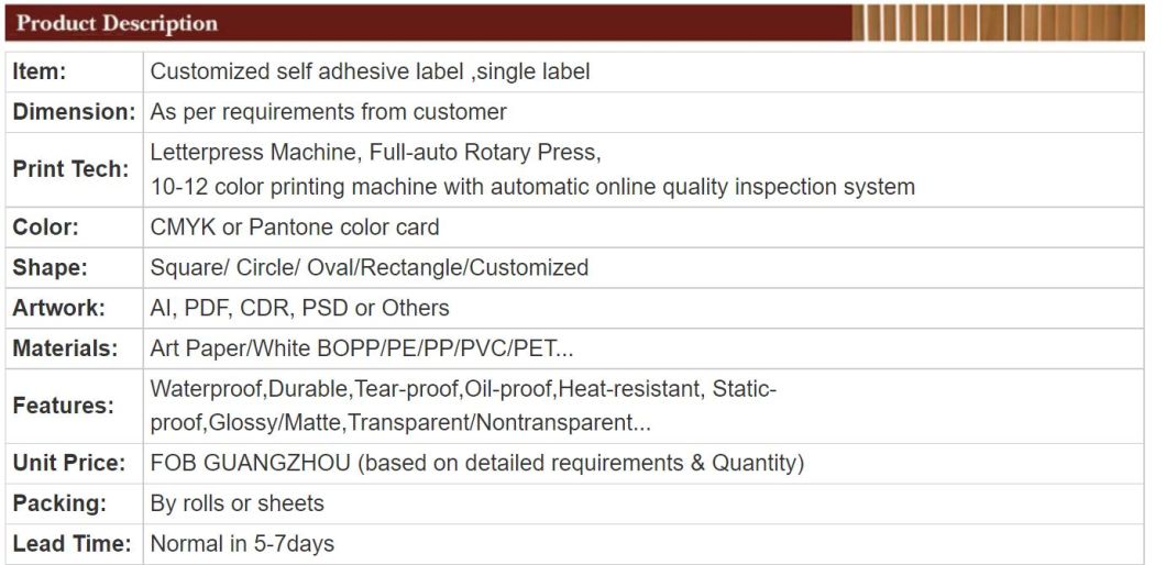 Custom Self Adhesive Waterproof Vinyl PVC Die Cut Sticker Logo Label Printing Stickers Packaging Labels