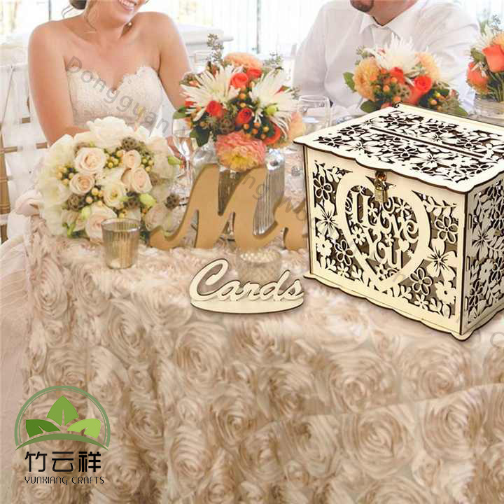 Warm DIY Wedding Card Box with Lock Wood Card Box Gift Card Holder Card Box Perfect for Weddings, Baby Showers, Birthdays