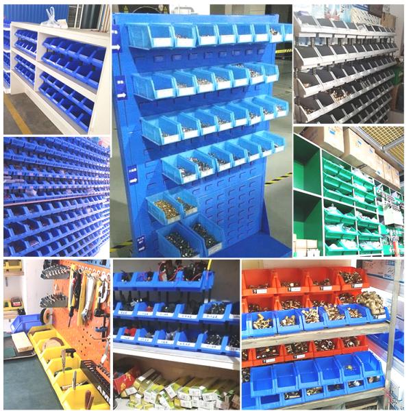 10x10 15 X 15 13x13 Plastic Storage Bins Plastic Stackable Hang Storage Bin Warehouse Tool Parts