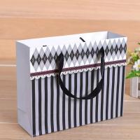 Buy cheap 128-250gram Black Handle Laminated Art Paper Bag For Apparel Advertising product
