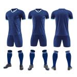 Men Blue Plain Soccer Jersey Football Uniform Set Breathable Quick Drying