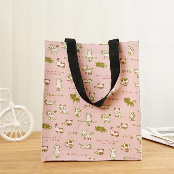 Buy cheap Degradable Pink Kitten Floral Canvas Shopping Totes Strong Reusable Shopping Bags from wholesalers