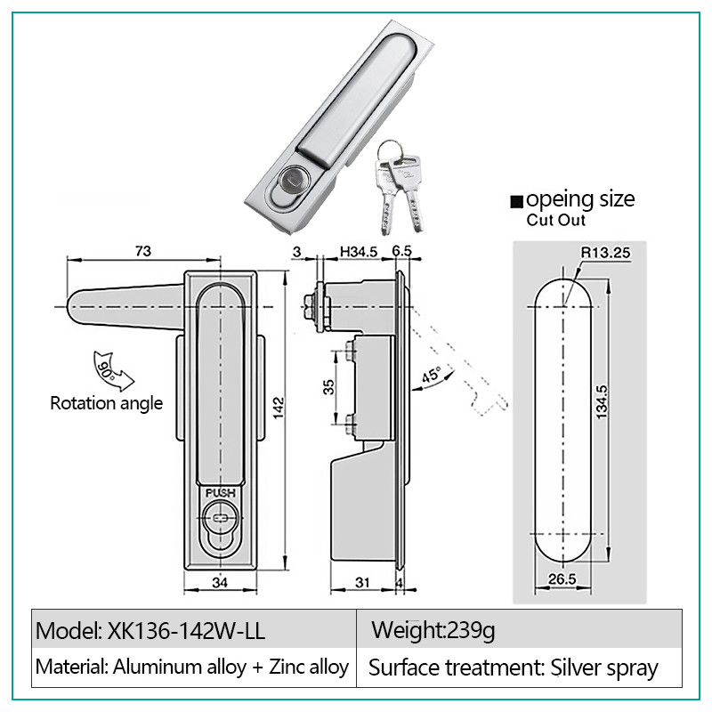 Electric Panels Paddle Latch Lock Aluminium Alloy , Machinery Covers Swing Handle Lock