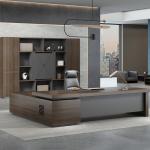 50mm Thickness Table Top Luxury Modern Wooden L Shape Boss Manager Director