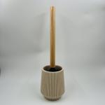 Wooden Pump Head Sand Stone Bath Accessories Sets with Round Shape and Ribbed