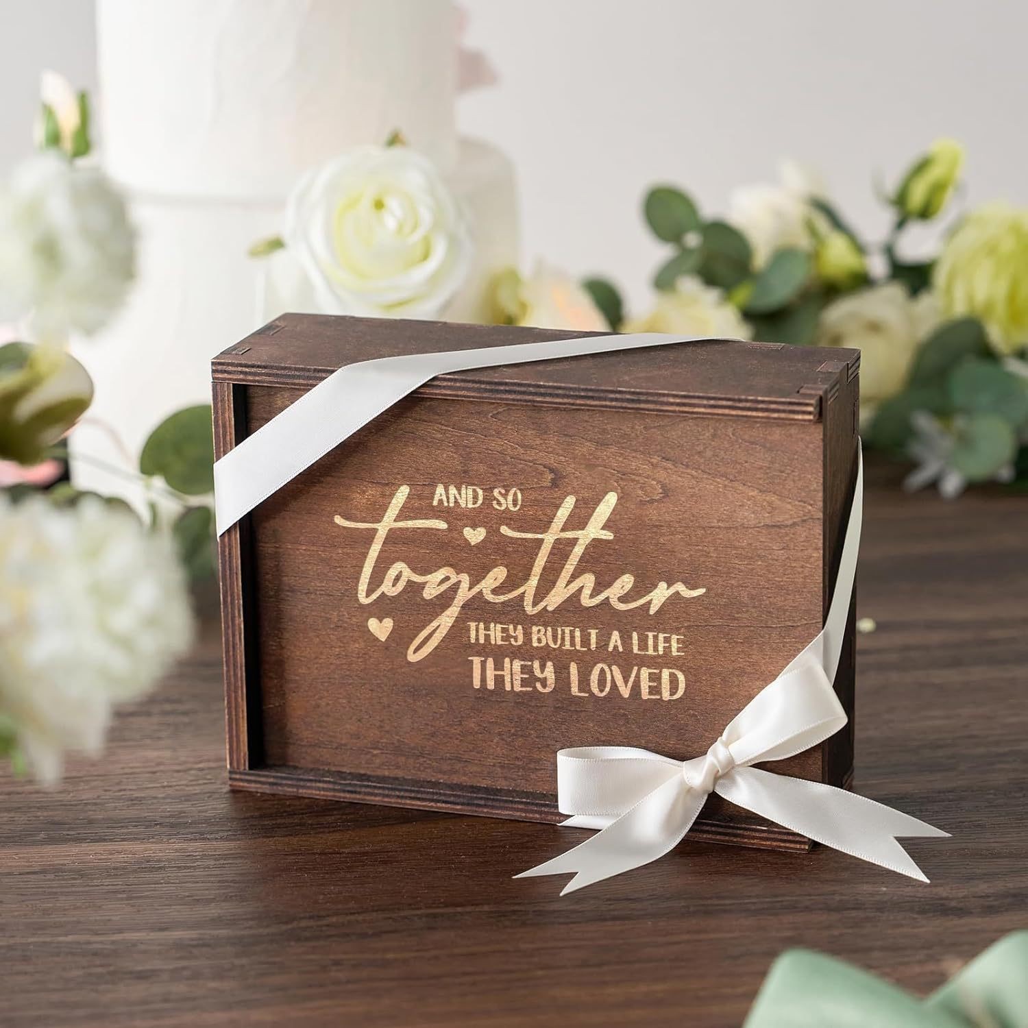 Creative wooden wedding accompaniment gift box souvenir storage box burnt color pull-out wooden solid wood lettering retro box