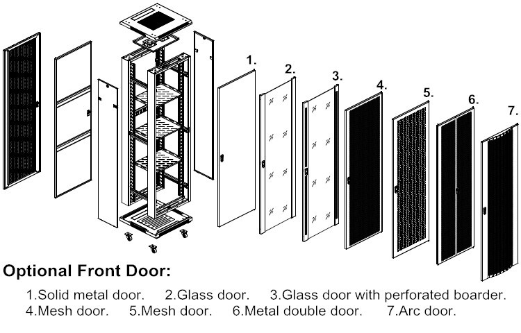 Multiple Sizes Network Rack Cabinet SPCC Cold Rolled Steel Static Loading Capacity