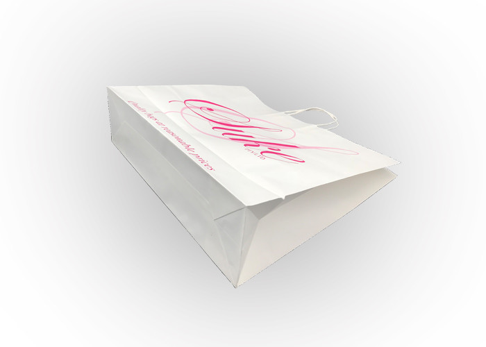 Recycled Paper Shopping Bags With Twisted Paper Handle Foil Stamping