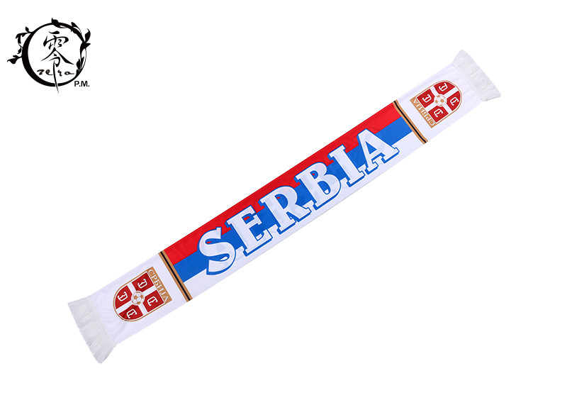 Warm Material Soccer Serbia Fringe Scarf, Woven Fleece World Cup Serbia Team Scarf