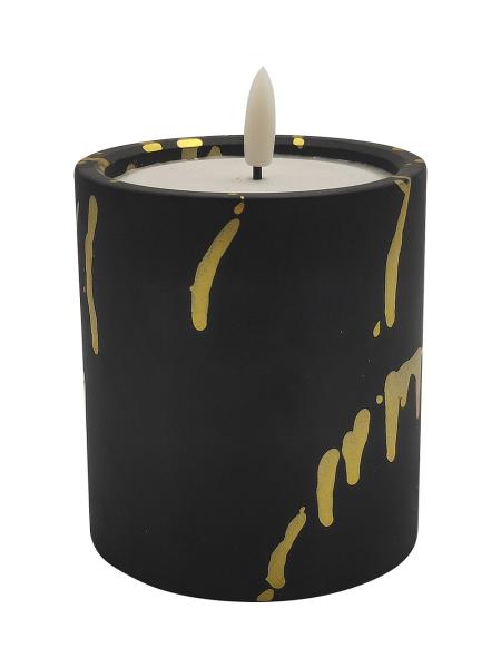 Buy cheap Cement LED Candle Light 8.9*8.9*10(12.7)Cm 510g With Black Golden Dropping Painting from wholesalers
