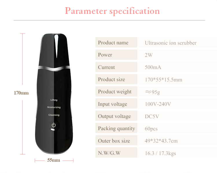 25 KHZ Ultrasonic Skin Scrubber Spatula Face Clean Beauty Equipment