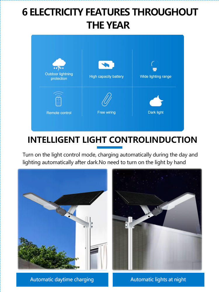 KCD Led Solar Street Light Complete Set Solar Street Light External LiFePo4 Lithium Battery Under The Solar Panel