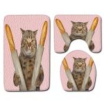 Creative Cute Cat Toilet Mat Set Personalized Dog Toilet Tank Cover Set