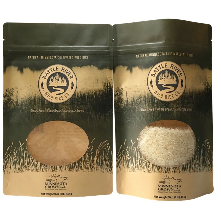 Food grade 3kg 5kg stand up pouch kraft paper bags for rice packaging