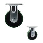400kg Iron PU Fixed Plate 5 Inch Swivel Casters Double Ball Bearing