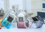 Elegant Square Decorative Clear Glass Vases Customized Logo Printing