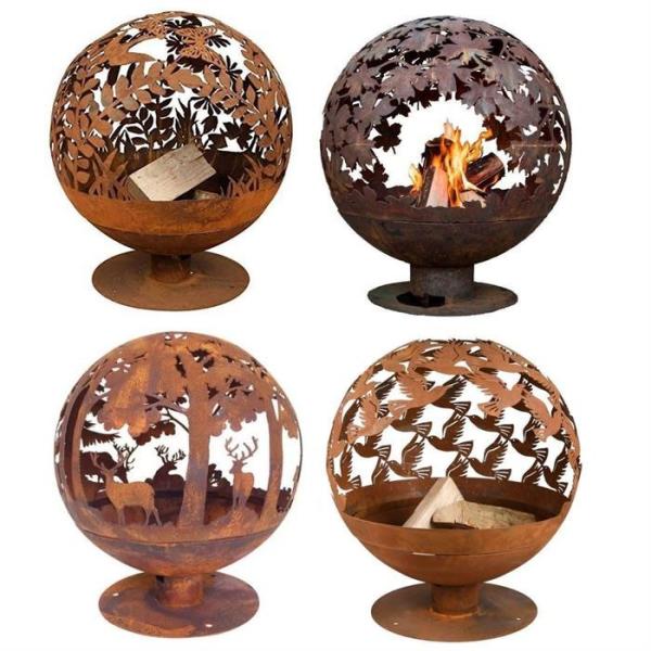 Buy cheap Sphere Rustic Floral Style Corten Steel Fire Globe Fireplace For Portable Heater from wholesalers