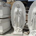 Marble Virgin Mary Statue Sculpture Golden Crown Catholic Religious Queen