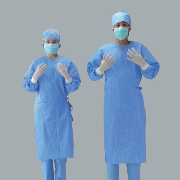 Buy cheap Water Resistant Disposable Surgical Gowns SMS Standard Medical Blue With Knitted Cuff from wholesalers