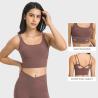 Buy cheap Active Stretch Women Crop Tops Strappy Back Bulid In Widen Bottom Sports Bra from wholesalers