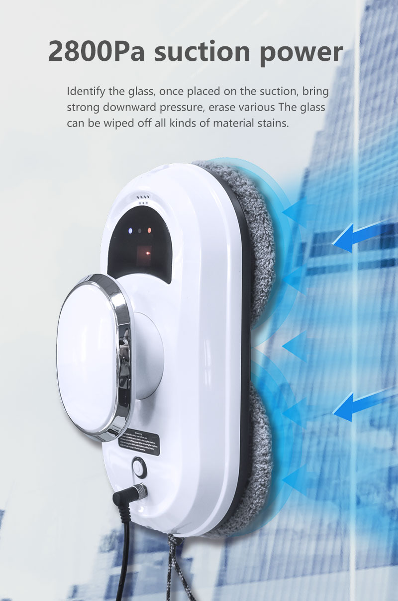 Household 3 Mins/M2 Electric Remote Glass Cleaner White Vacuum Cleaner For Windows