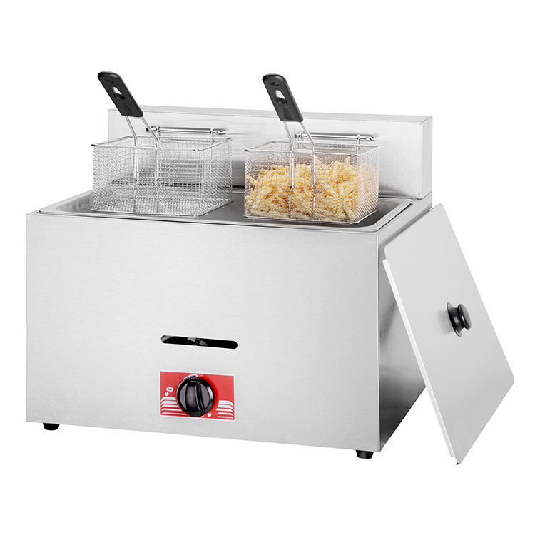 Multi-functional 12L Commercial 1 Tank 2 Basket Table Top Stainless Steel Lpg Gas Fryer