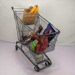 150L Grey Metal Shopping Trolley Zinc Powder Coating Steel Shopping Cart