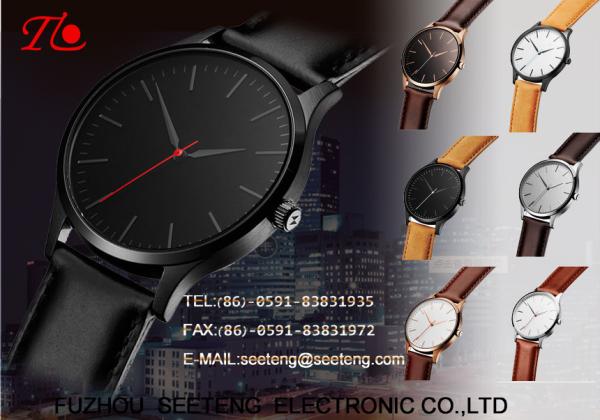 Buy cheap High Quality Stainless Steel Quartz Wrist Watches business style PU leather band for Men from wholesalers