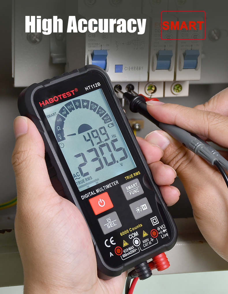 6000uA Handheld Digital Multimeter , 6V Smart Digital Multimeter