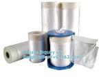 PE protection cover mask film roll with masking tape, Corona treated plastic