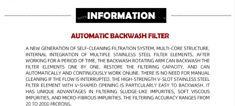 SS304 SS316 Automatic Backwash Filters Auto Backwash Strainer For Industrial Wastewater