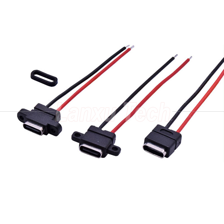 Waterproof USB Type C Solder Female Jack Socket Wire Cable for Laptop Printer