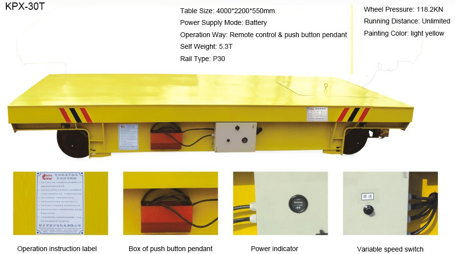 Steel Plant On Rail Transfer Cart , Hydraulic Lifting Motorized Rail Cart Molten Steel Carriage
