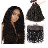 Buy cheap 30 Inch 100% Virgin Brazilian Curly Hair Water Wave 3 Bundles With Frontal from wholesalers