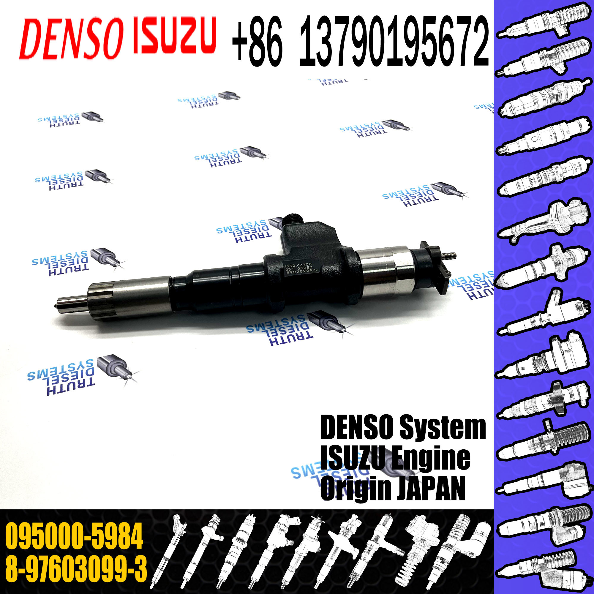 Huida Diesel Engine Fuel Injector 095000-5984 8-97603099-3 for genuine quantity