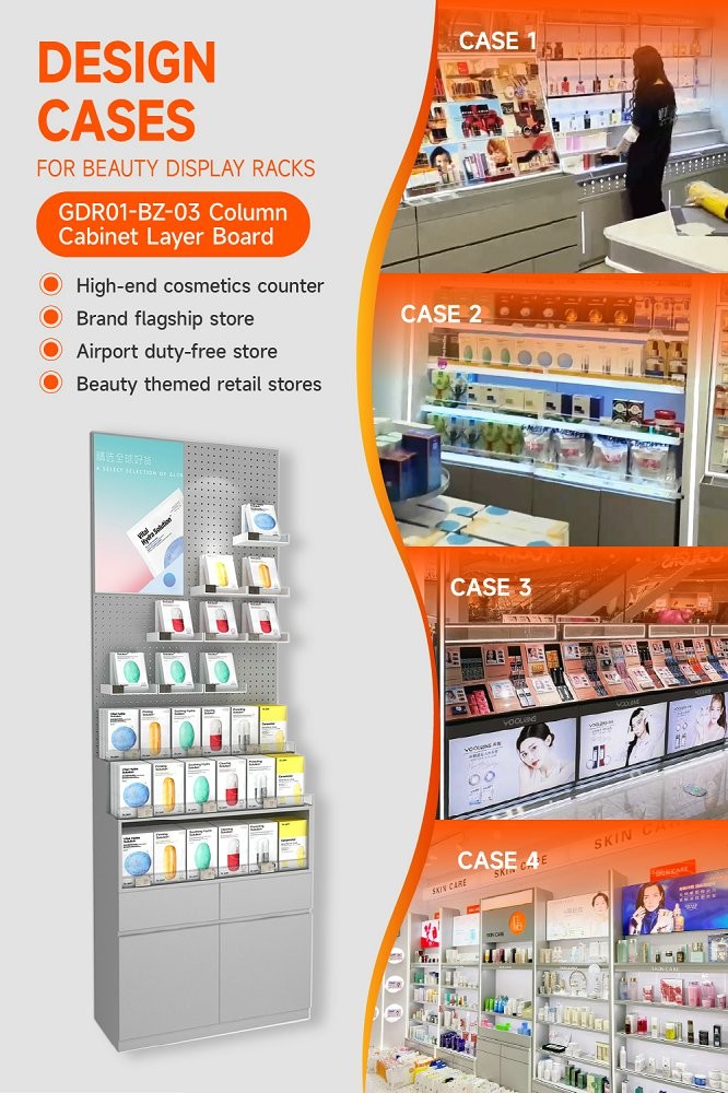 GDR01-BZ-03 Retail Display Column with Grey Melamine and Iron Structure for Modern Retail Stores