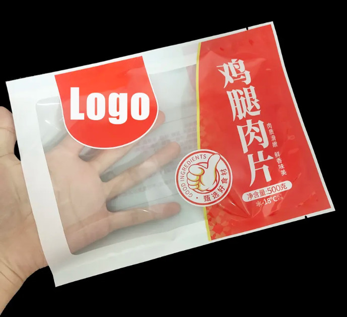 Custom Printed Logo Meat PE Nylon Tear Notch Clear Heat Seal Packaging Bags Food Grade Vacuum Seal Bags