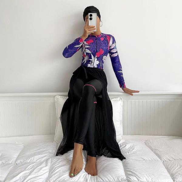Buy cheap Dubai Arab Muslim Swimsuit Striped Long Sleeved Conservative Swimsuit from wholesalers